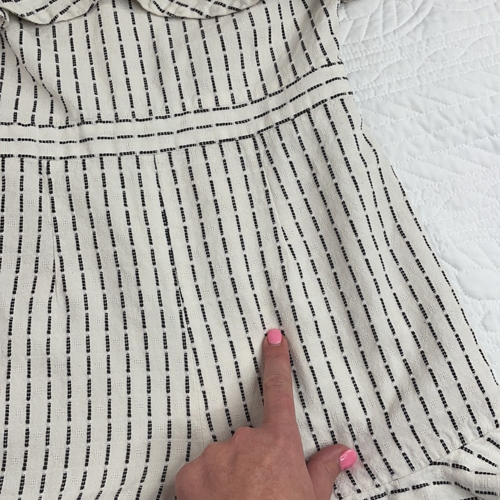 AMUR Cream Striped Ruffle Romper - Picture 8 of 15